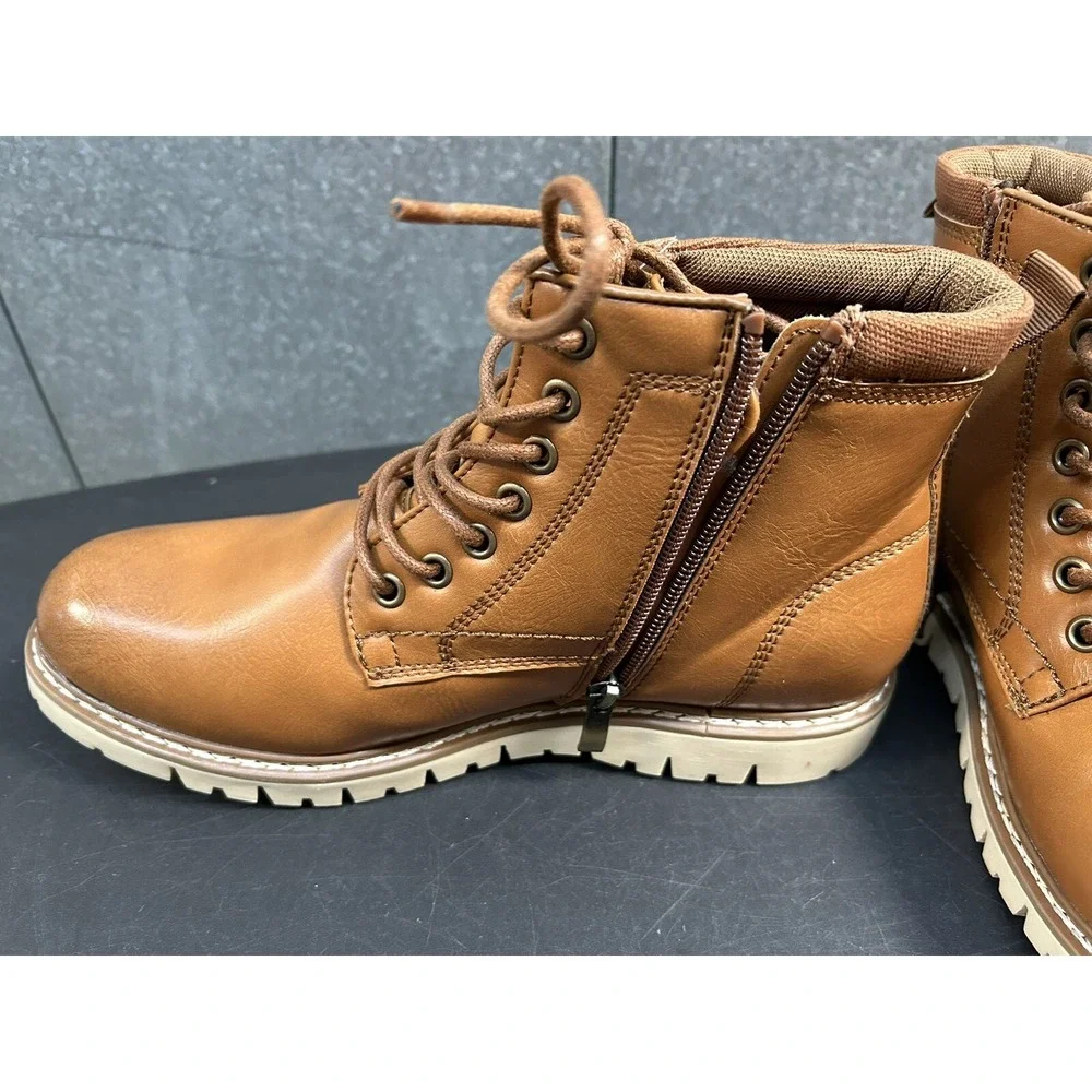 NWOB Steve Madden Men's P-Bowery Cognac Half-Zip Chukka Boots 8.5